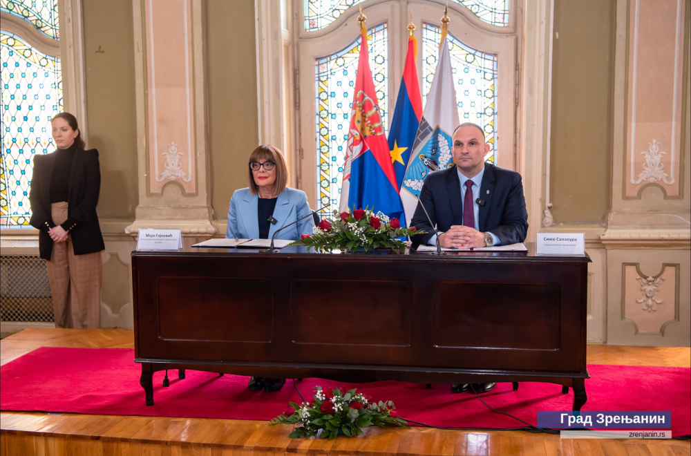 Maja Gojković i gradonačelnik potpisali ugovor za projekat Zrenjanin – Prestonica kulture Srbije 2025