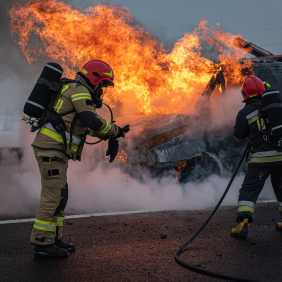 Zapalio se automobil na Novom Beogradu VIDEO