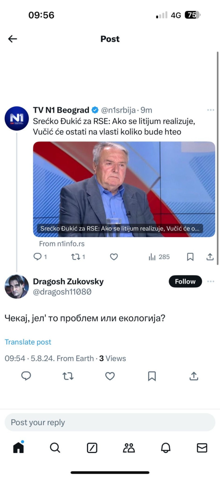 Tviteraš jednim potezom razobličio vest Šolakove televizije: Problem je Vučić ili ekologija? FOTO