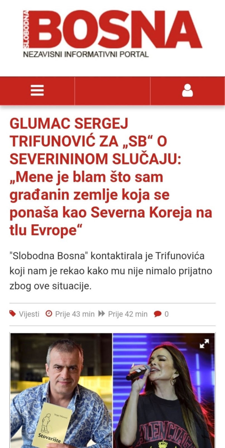 Trifunovića proterali iz Hrvatske, a sada brani Severinu FOTO