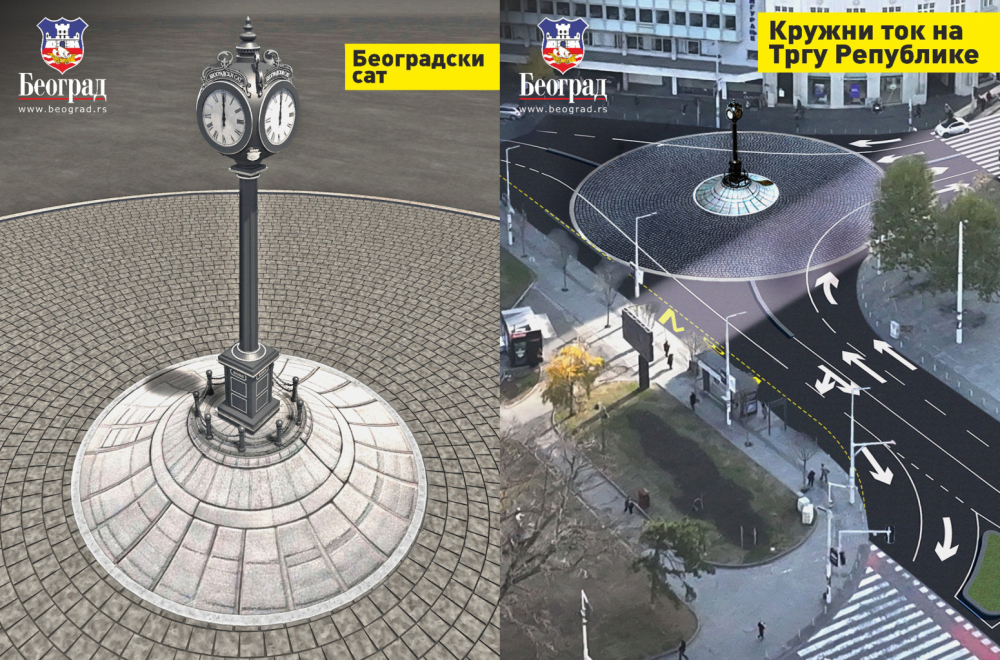 Postavljen novi sat na kružnom toku na Trgu republike