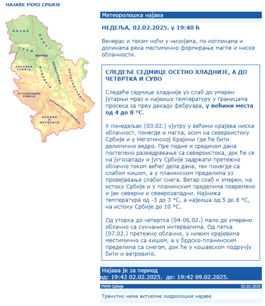 RHMZ izdao upozorenje; Spremite se