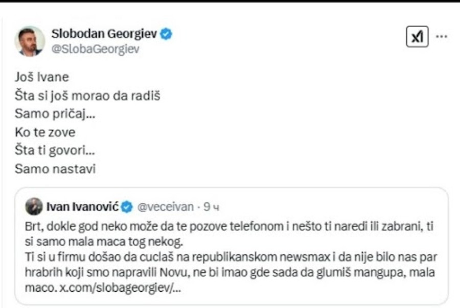 Opšta svađa na mreži X između Georgieva i Ivanovića FOTO