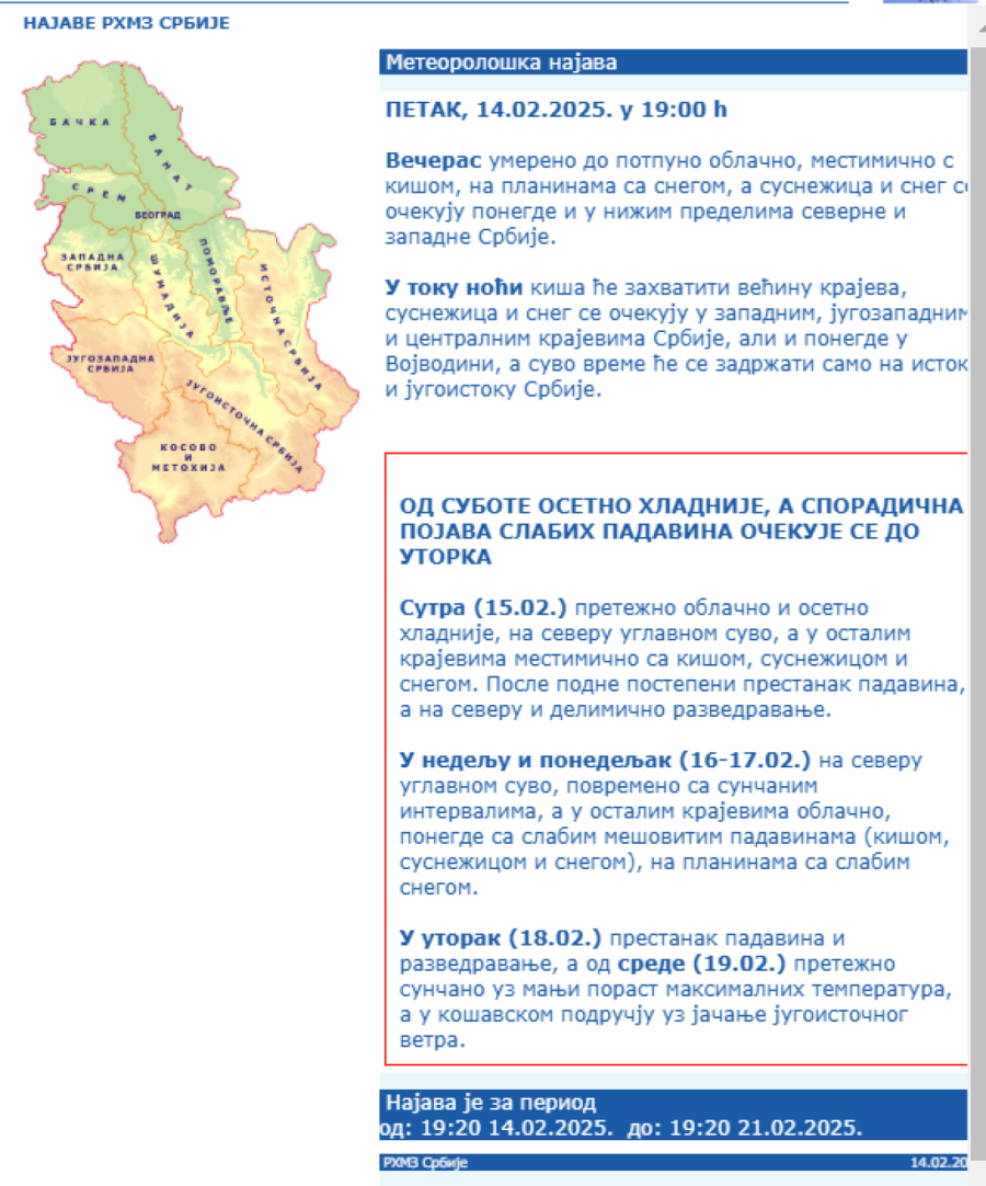 Oglasio se RHMZ; Najnovija prognoza: Večeras sneg, za vikend kritično, a onda...