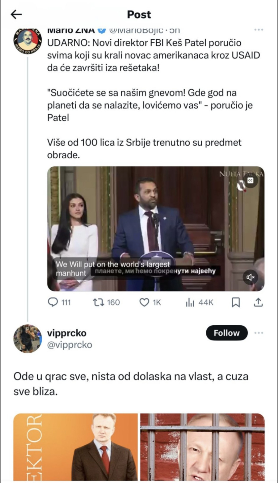 Direktor FBI najavio čistku; Ko je u Srbiji primao pare od USAID? FOTO