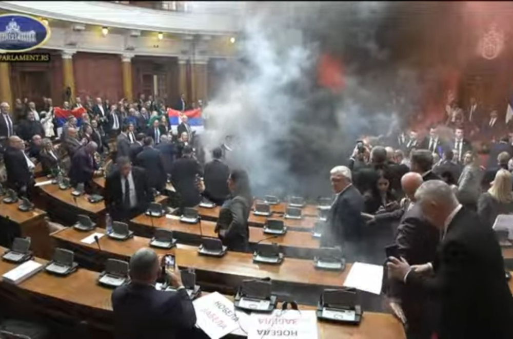 Horror: Torchlights in the Assembly; Bottles are flying, General brawl of MPs