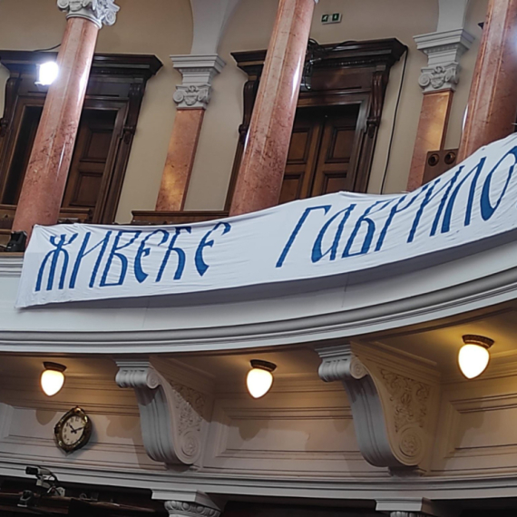 U parlamentu razvijen transparent: "Živeće Gavrilo"