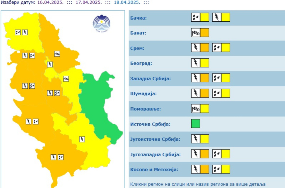 Popaljeni alarmi: Nek se spreme ovi delovi Srbije MAPA