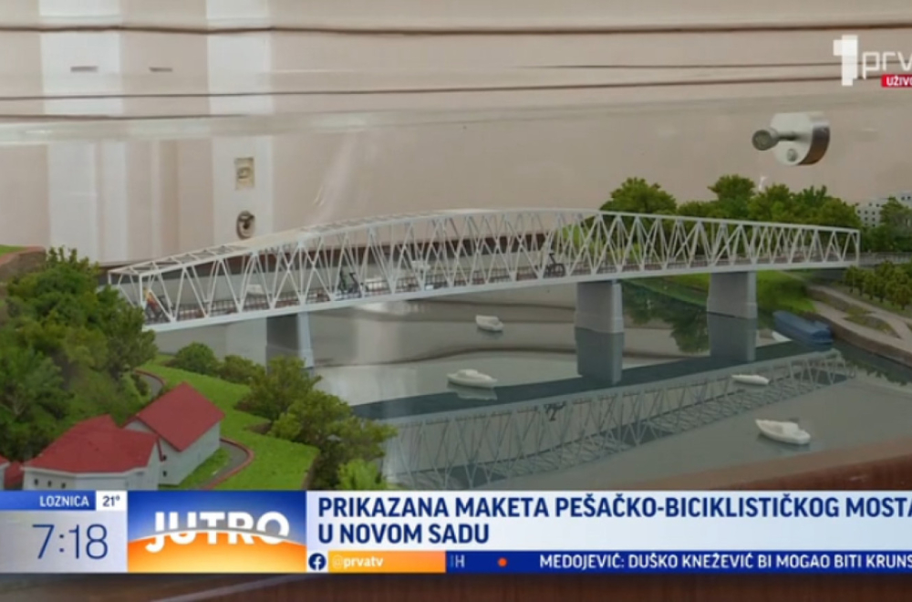 Prikazana maketa novog pešačko-biciklističkog mosta u Novom Sadu VIDEO