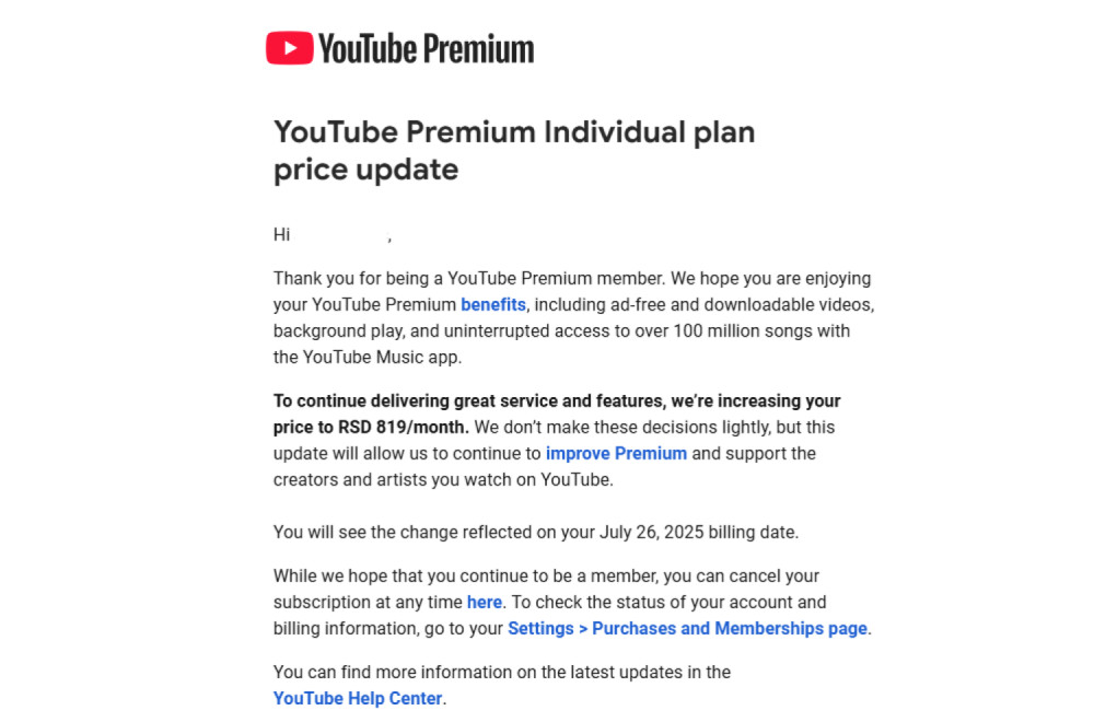 U Srbiji poskupeo YouTube Premium
