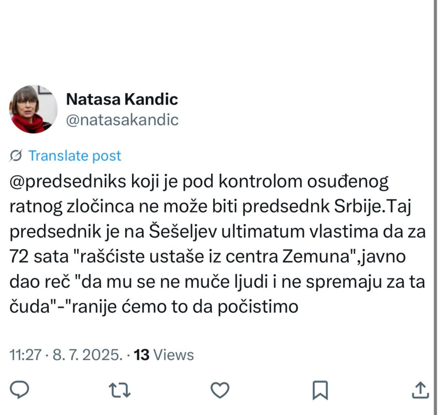 Kandić napala Vučića i poručila: Srbi su genocidni