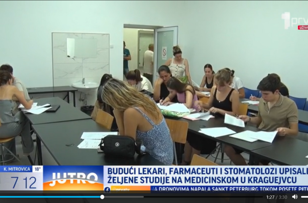 Veliko interesovanje brucoša za upis na Medicinski fakultet u Kragujevcu VIDEO