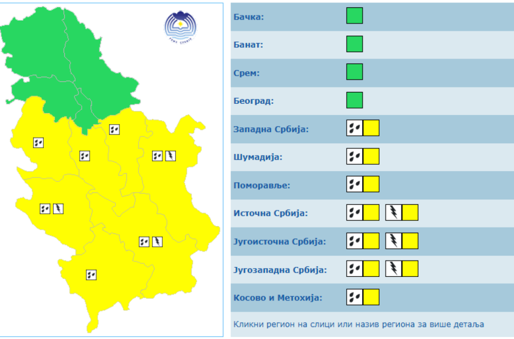Storm from the Alps approaches Serbia: Meteo-alarm activated; warning issued for 2 hazardous weather phenomena
