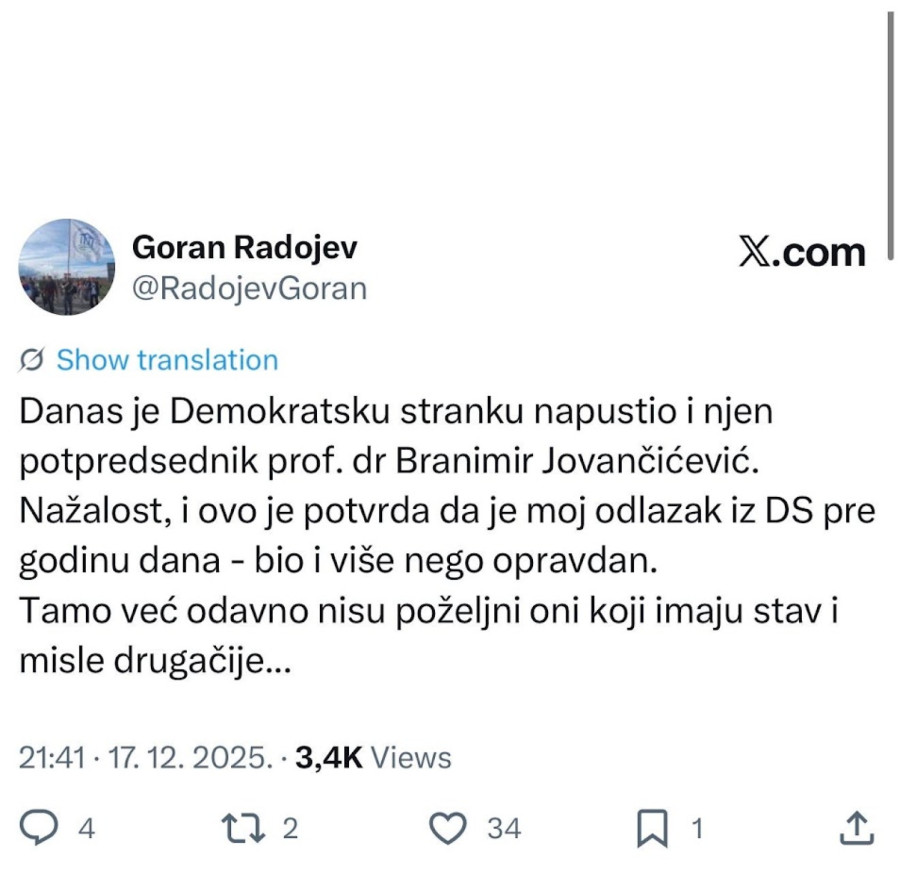 Članovi DS udarili na Srđana Milivojevića: Dobijaš mngo para, a oterao si najbolje ljude