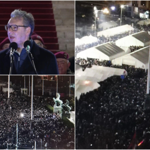 Vučić ispred Skupštine: Borićemo se svi zajedno da pobedi pristojna Srbija; Hteli su nas mrtve i ponižene FOTO