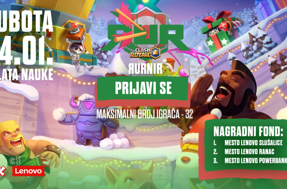 RUR vas poziva na novu Clash Royale avanturu! Takmičite se i osvojite opremu od Lenova