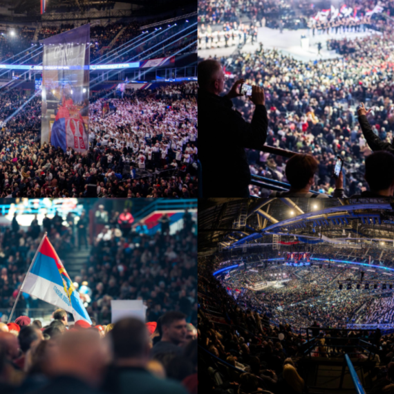 Veličanstveni skup u Beogradskoj areni; Narod u velikom broju došao da pruži podršku Vučiću FOTO