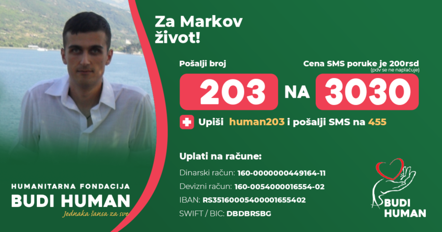 Marku je potrebna pomoć: Pošaljite SMS sa brojem 203 na 3030