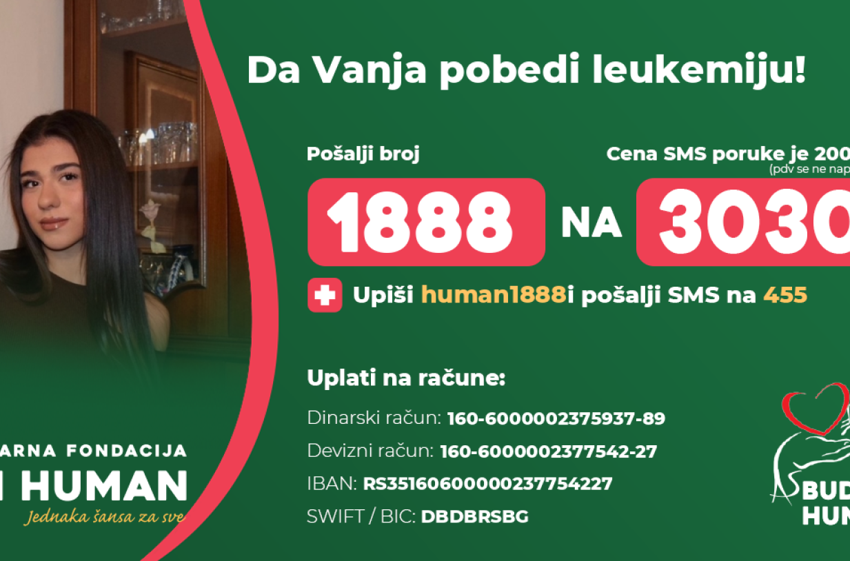 Vanji je potrebna naša pomoć: Pošaljite SMS sa brojem 1888 na 3030