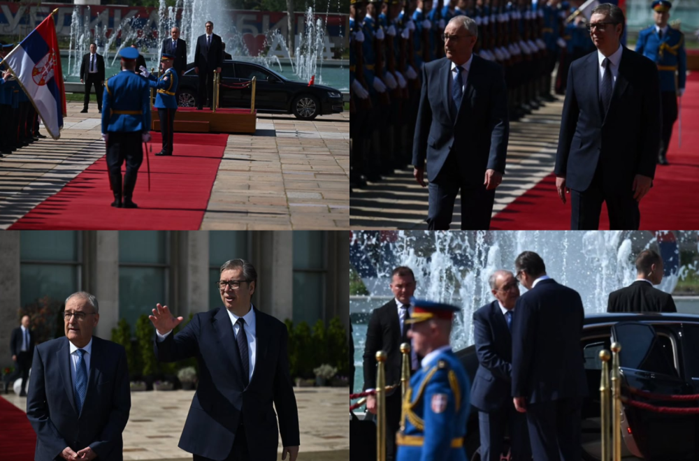 Vučić ugostio švajcarskog predsednika Parmelana; Svečani doček sa državnim počastima ispred Palate Srbija FOTO