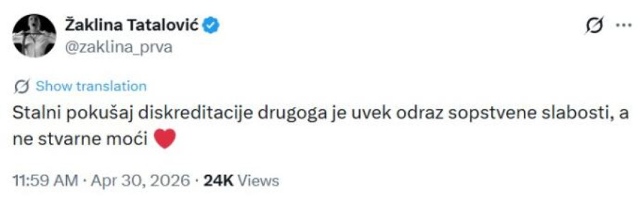 Oglasila se Tatalović posle neistine da joj je deda akademik, u komentarima je odmah poklopili FOTO