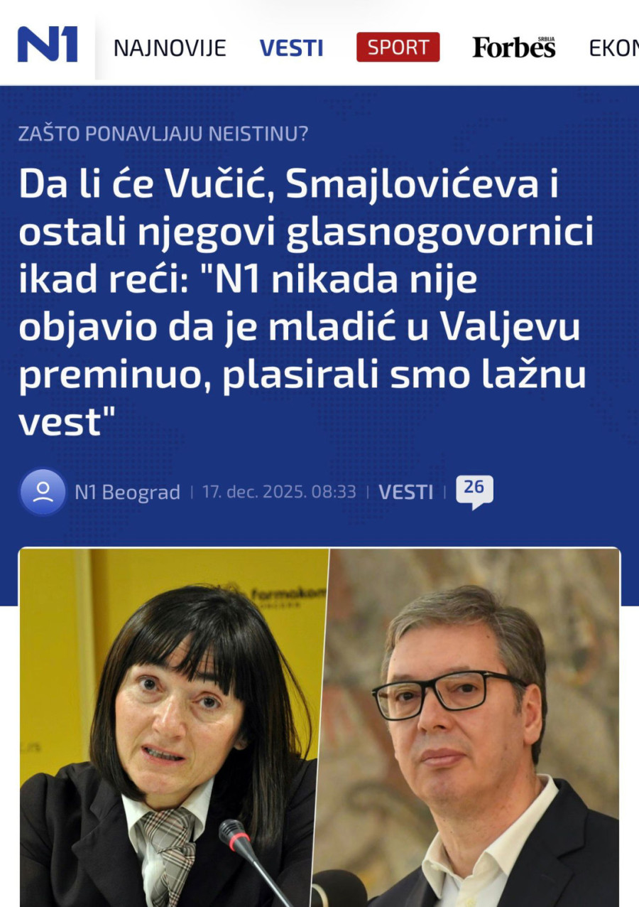 Obućina priznala da je N1 lagala za Valjevo; Napadali one koji su ih uhvatili u laži o ubijenom dečaku