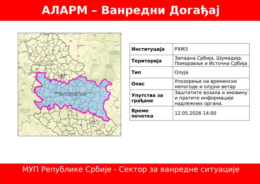 An extremely powerful storm is approaching; Ministry of Interior issued a warning – 4 parts of Serbia at risk