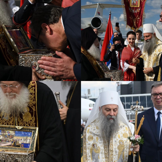 Pojas Presvete Bogorodice stigao u Srbiju; Svetinju dočekali Vučić i Porfirije; "Velika čast i nada" FOTO