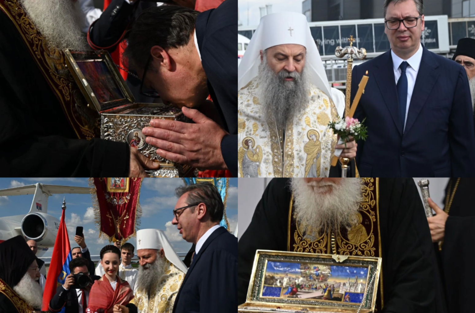 Pojas Presvete Bogorodice stigao u Srbiju; Svetinju dočekali Vučić i Porfirije; "Velika čast i nada" FOTO