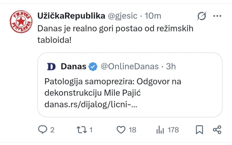 Raspad blokadera; Ješić udario na Danas; Postao je gori od režimskih tabloida