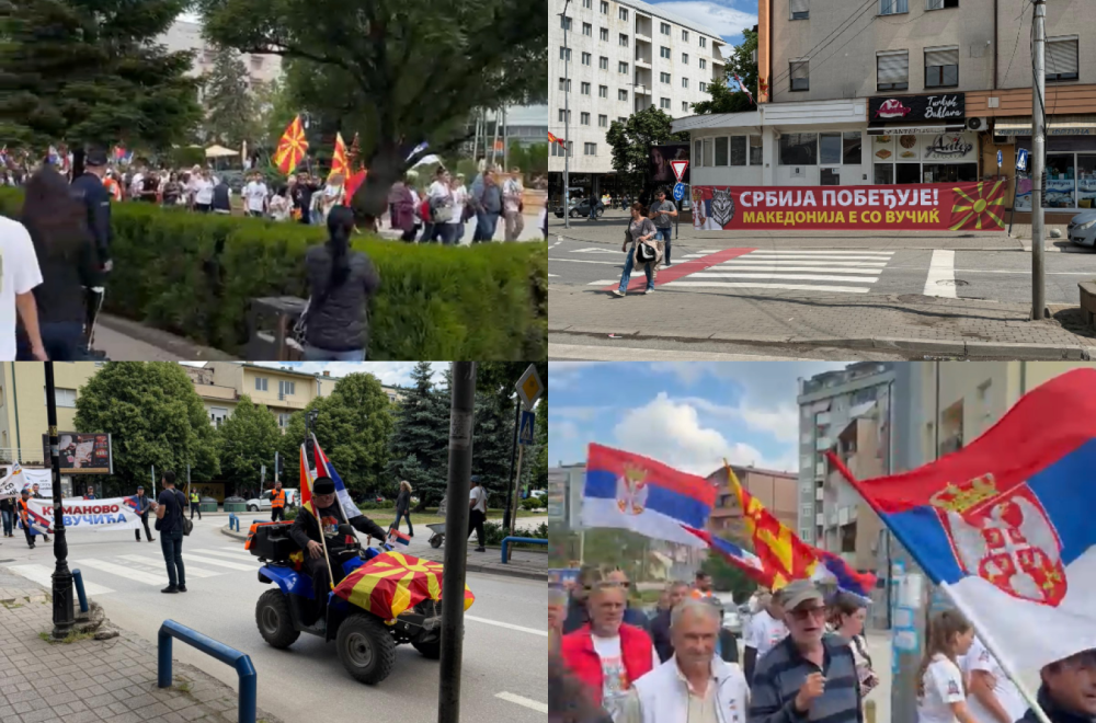 Okupljeni sa skupa podrške Vučiću u Kumanovu: "Uvek je pomogao, a blokaderi donose nesreću" FOTO