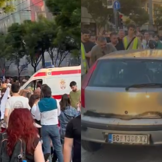 Brutalno nasilje: Blokaderi demolirali auto sugrađaninu; Blokirali prolaz Hitnoj pomoći VIDEO