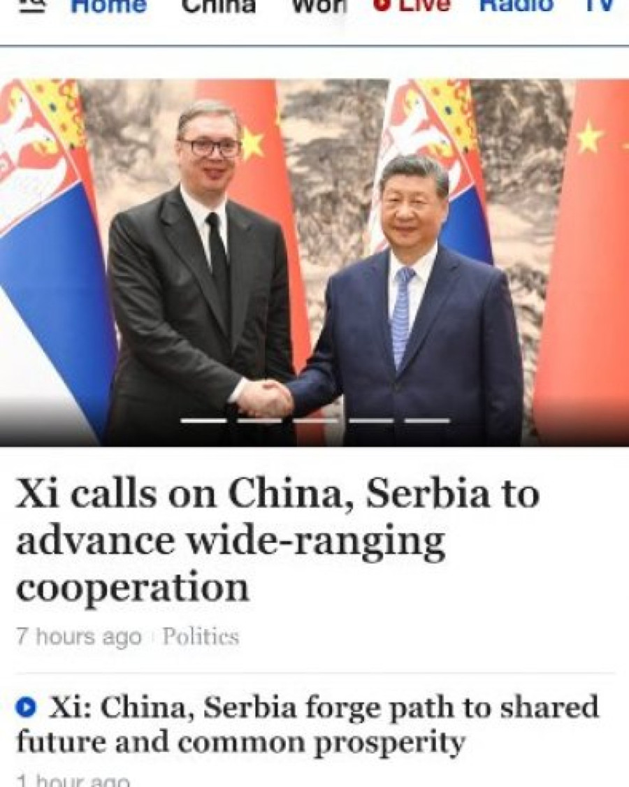 Čelično prijateljstvo Srbije i Kine; Vučić i Si glavna tema u kineskim medijima FOTO