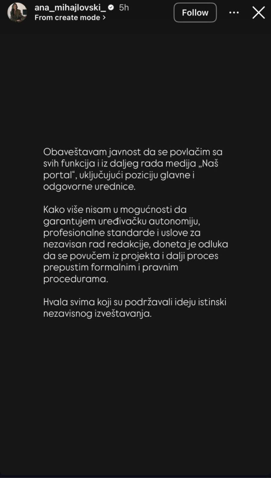 Podela novca pošla po zlu: Mihajlovski se povlači iz portala koji je osnovala; Tačka i na proteste VIDEO