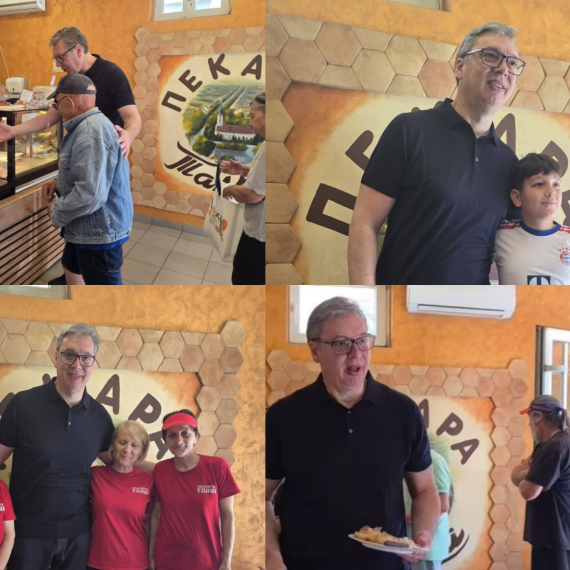 Posle Kine, krenuo u narod; Vučić na putu ka Orlovatu, svratio u lokalnu pekaru u Crepaji VIDEO