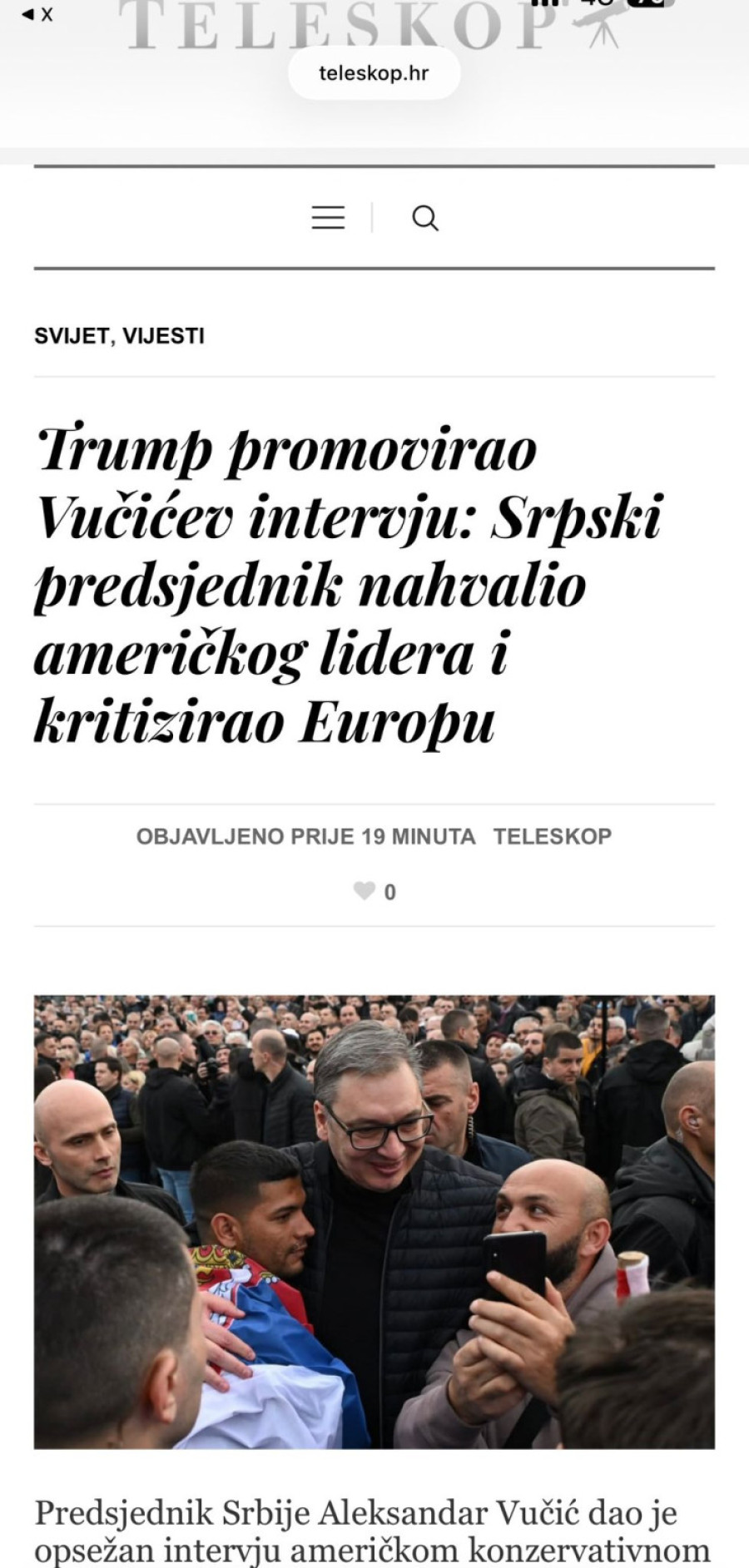 Tramp i Vučić vest broj jedan u Hrvatskoj; Mediji bruje zbog postupka predsednika Amerike FOTO