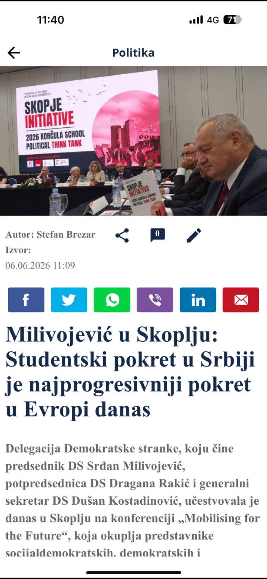 Milivojević: Ponosan sam što sam deo hrvatske Korčulanske škole