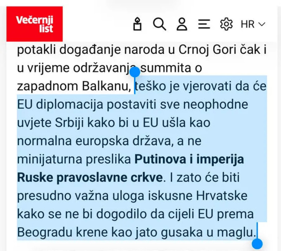 Antisrpska kampanja hrvatskih medija u punom jeku; Srbi oštro reagovali na tekst u Večernjem listu