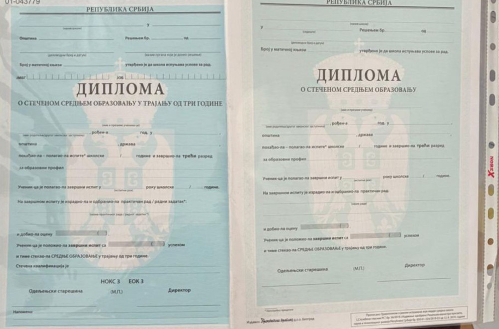 Banda falsifikatora štancovala diplome: Uhapšeni jutros, a uzeli oko 20 miliona dinara FOTO