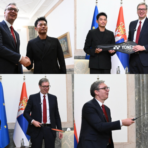 Vučić sa najvećim svetskim badminton igračem Lin Danom: "Hvala vam što promovišete EXPO sa nama" FOTO/VIDEO