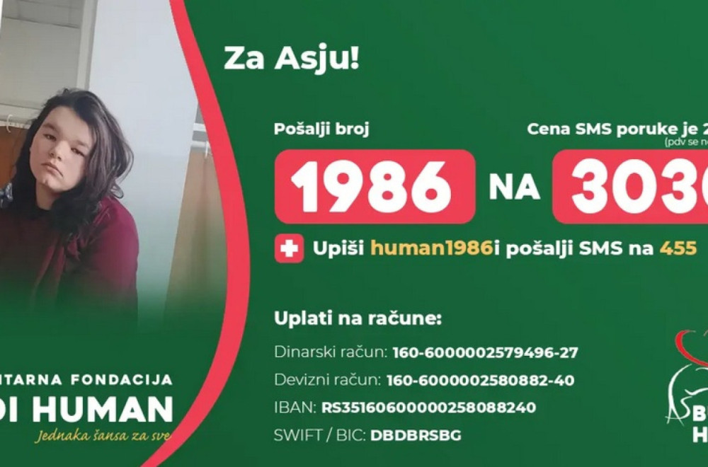 Devojčici Asji potrebna je pomoć; Pošaljite 1986 na 3030 i budite humani