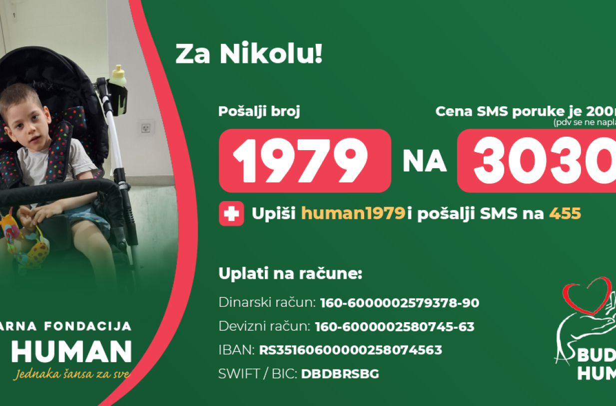 Budimo humani: Za pomoć dečaku Nikoli pošaljite 1979 na 3030