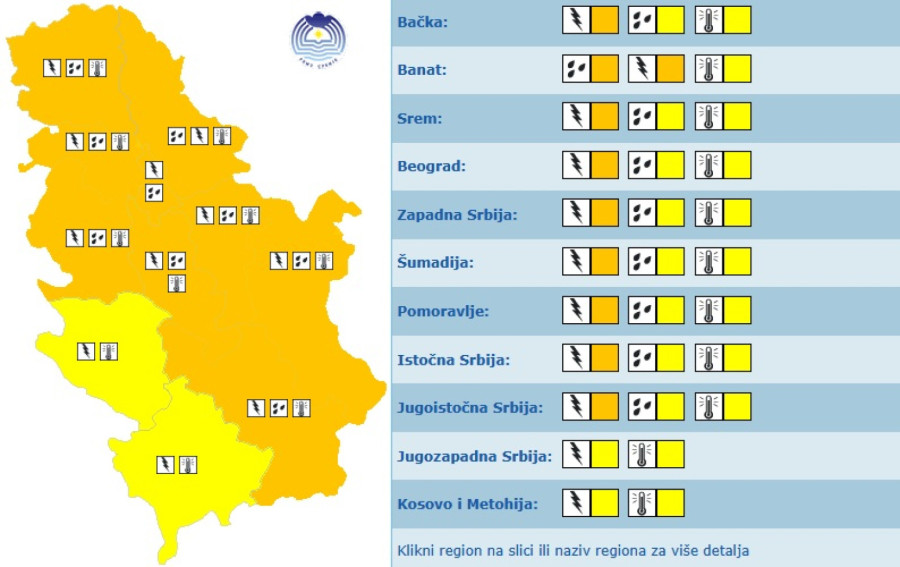 Izdato hitno upozorenje za četiri dela Srbije; RHMZ upalio alarme FOTO