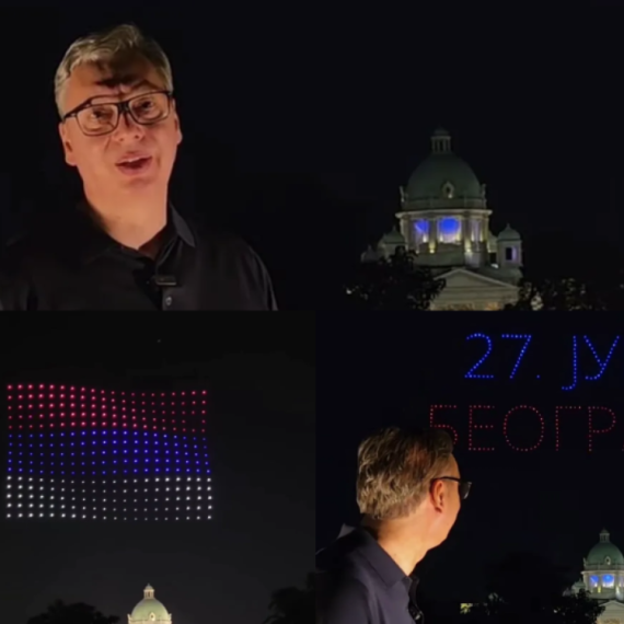 Dron šou ispred Skupštine – moćna poruka iznad Beograda; Oglasio se Vučić VIDEO
