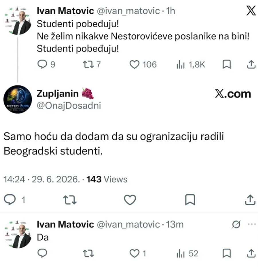 Blokader iz Kraljeva udario na blokadere sa fakulteta zbog Pavlović; Ratuju ko ju je doveo na binu FOTO