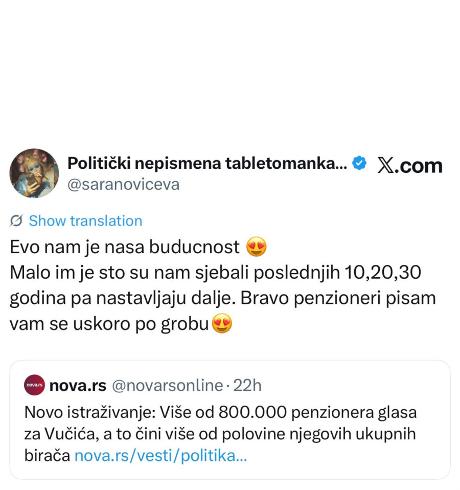 Nova skandalozna poruka blokadera penzionerima: Uriniraće po njihovim grobovima?! FOTO