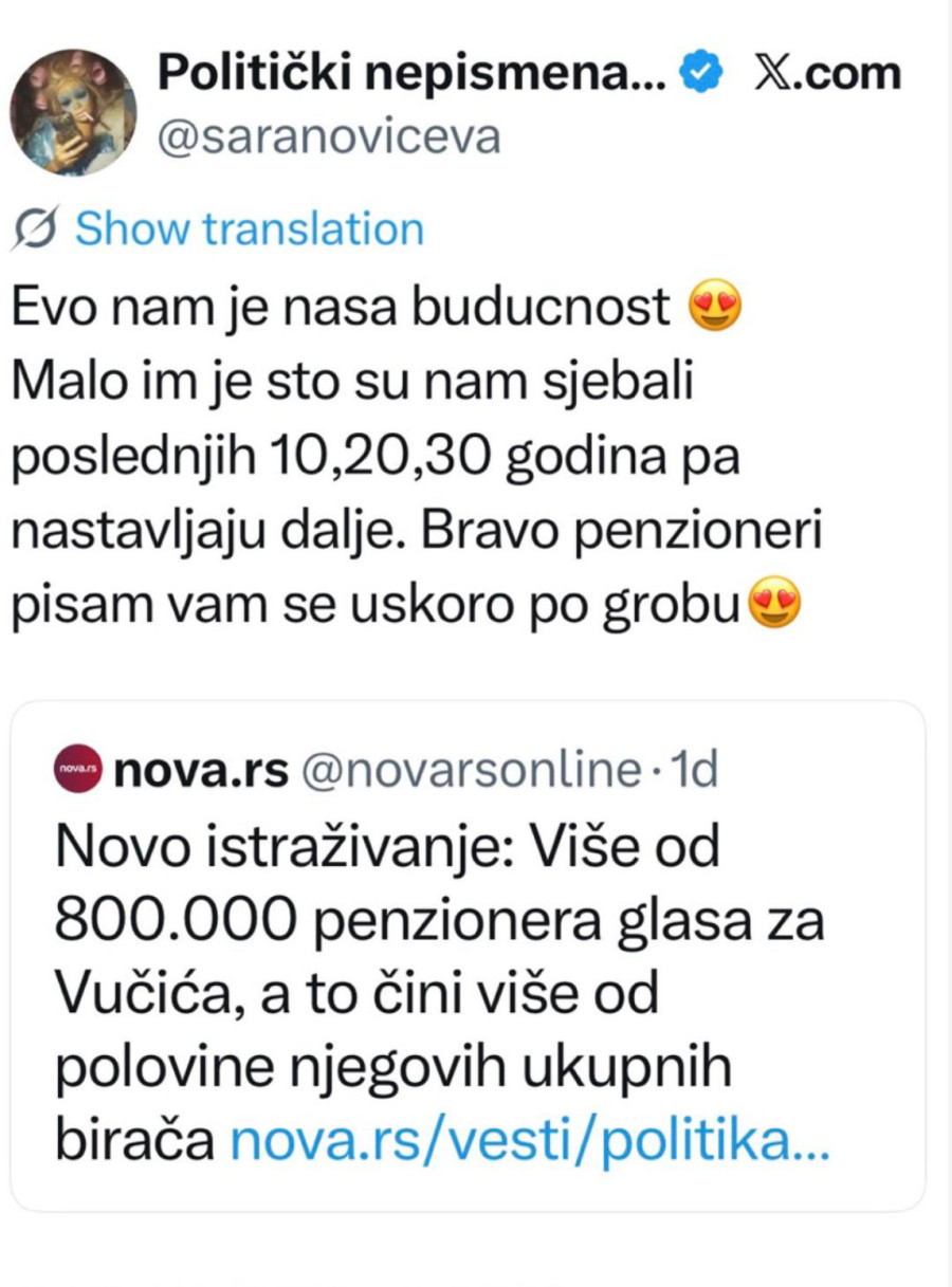Izgradili su Srbiju, a sada ih blokaderi najstrašnije vređaju; Penzioneri na meti zbog podrške Vučiću FOTO
