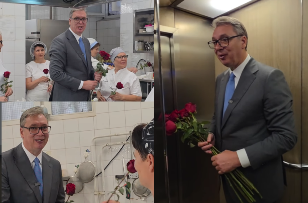 Vučić podelio ruže ženama u zgradi Predsedništva: "Imao sam želju da im kažem kako mi mnogo znače" VIDEO