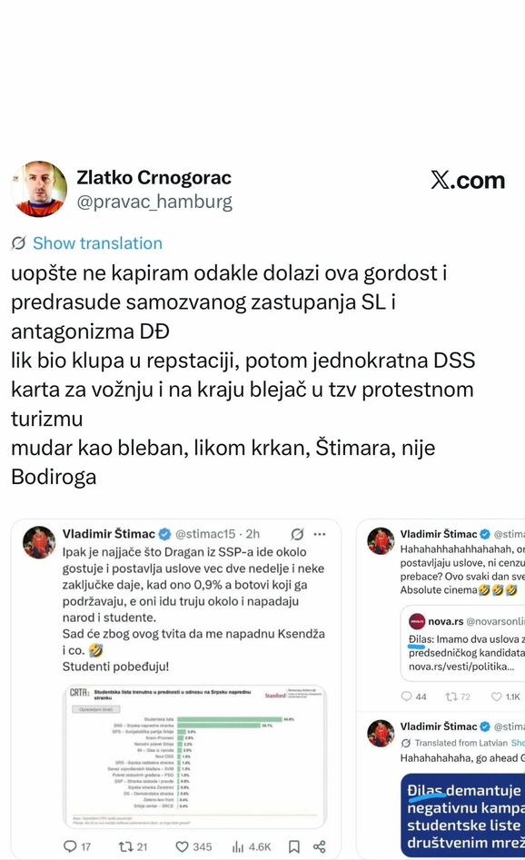 Blokaderi definisali Štimca: Krkan, đilkoš, glupan FOTO