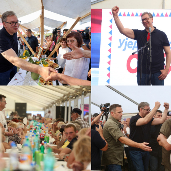 Veličanstven doček u Vladimirovcu; Orilo se "Aco, Srbine"; Vučić: "Ne damo da unište budućnost našoj deci"